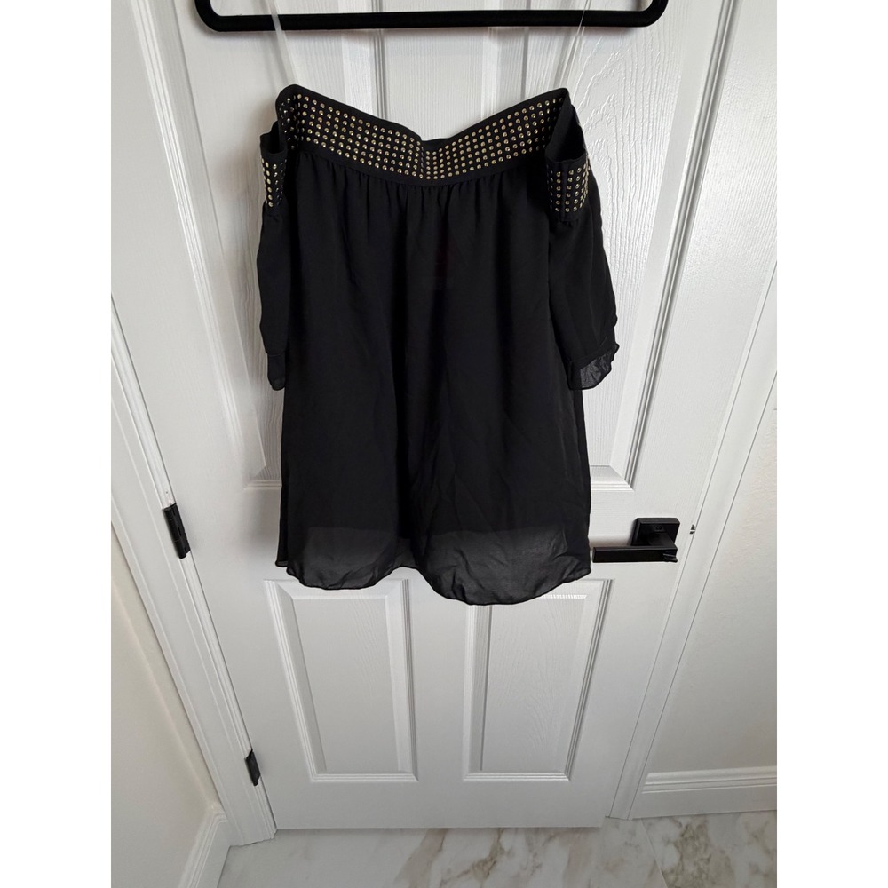 AGACI Toto Collection Black Studded Off Shoulder Blouse Plus Size 1X NWT 14687-T